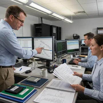 Cybersecurity team coordinating breach response process