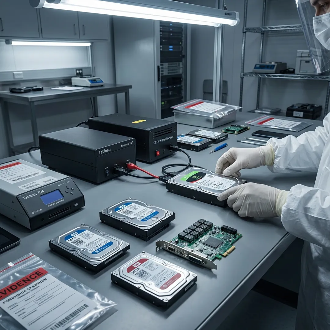 Forensic lab recovering data from server storage