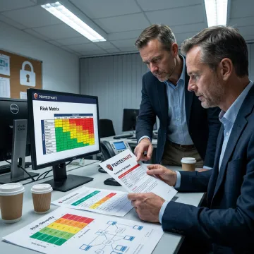 Penetration testing team reviewing security findings