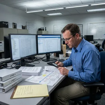 Forensic expert preparing court exhibits