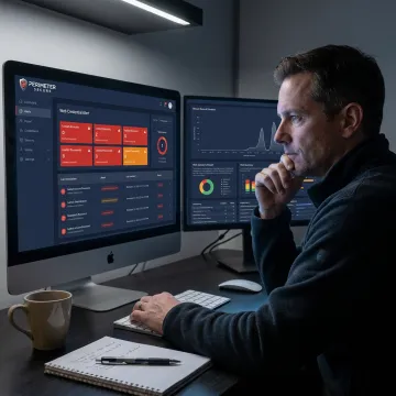 Analyst reviewing dark web monitoring alerts