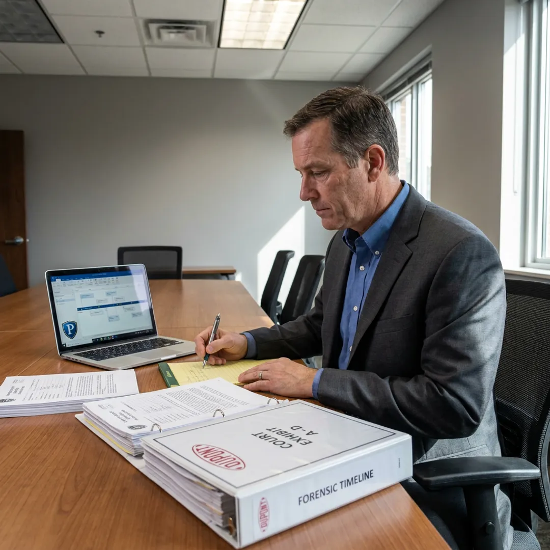 Forensic expert preparing litigation exhibits