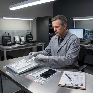 Forensic examiner documenting investigation evidence