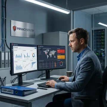 Cybersecurity consultant reviewing data protection controls