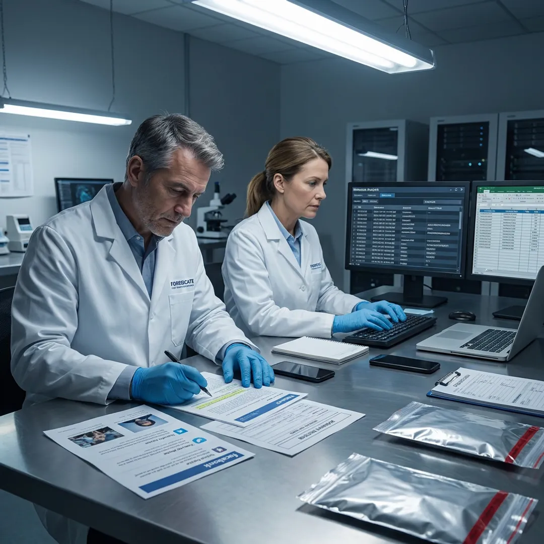 Forensic team documenting social media evidence workflow