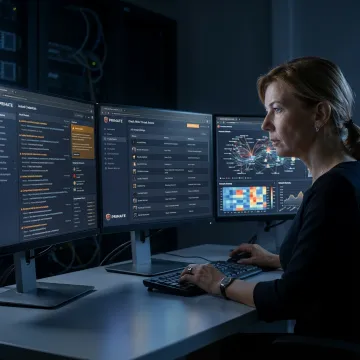 Analyst monitoring dark web threat alerts