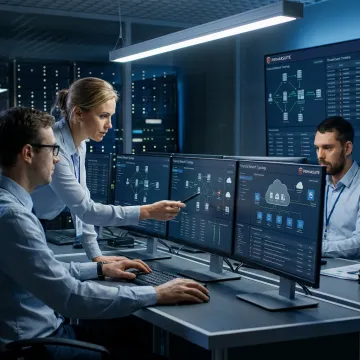 Cybersecurity incident response analysts monitoring financial systems