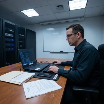 Digital forensic examiner reviewing evidence for a law firm