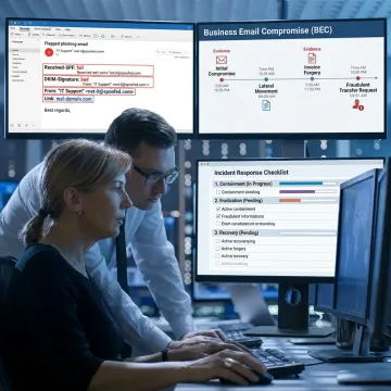 Security team reviewing email threat response process