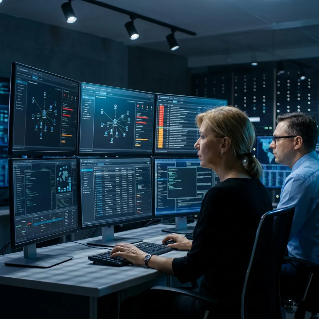 Cybersecurity analyst monitoring MDR alerts