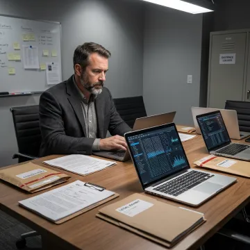 Digital forensic litigation support expert reviewing evidence