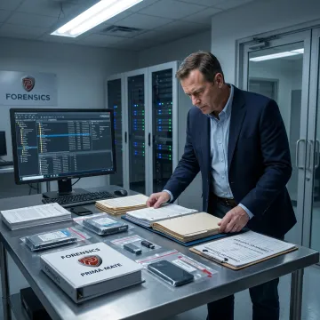 Digital forensics expert reviewing evidence for attorneys
