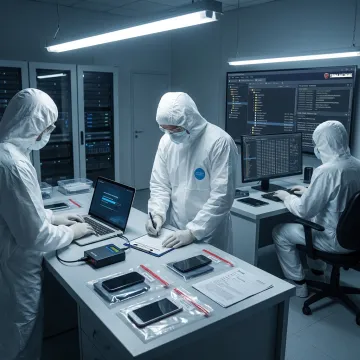 Digital forensics team preserving evidence