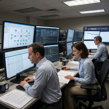 Cybersecurity team coordinating ransomware incident response