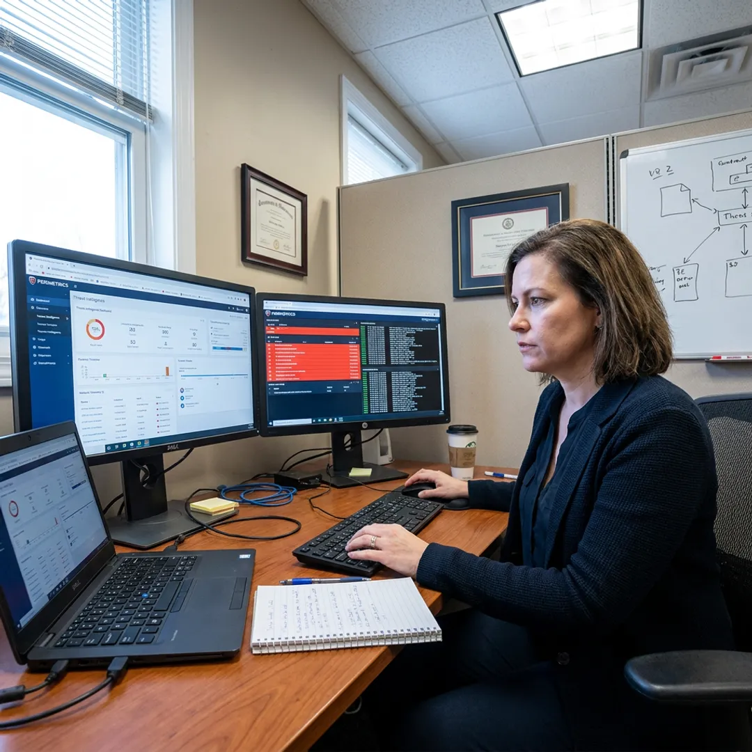 Cybersecurity analyst responding to a small business incident