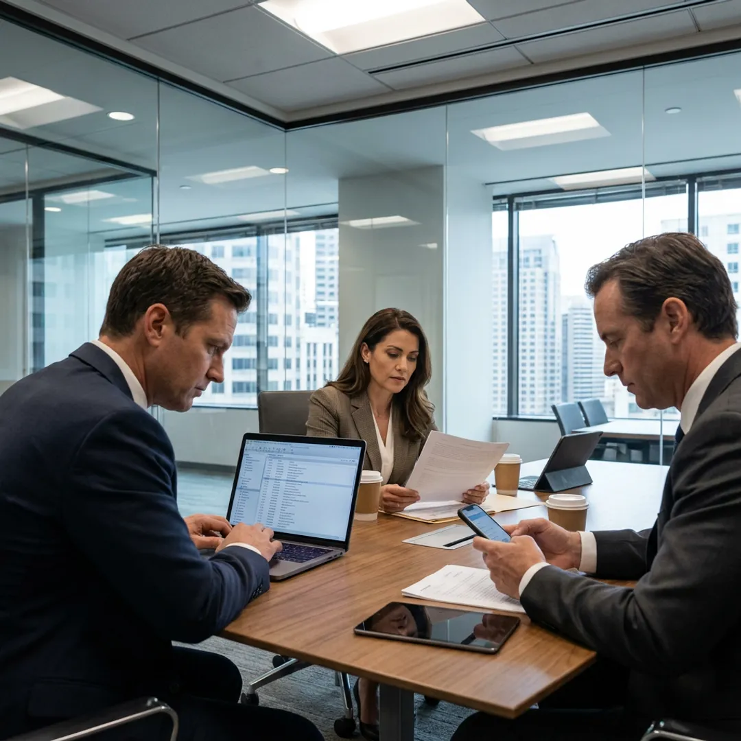 Legal team reviewing digital evidence for civil litigation