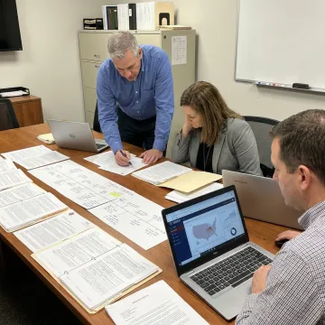 Investigation team reviewing case evidence