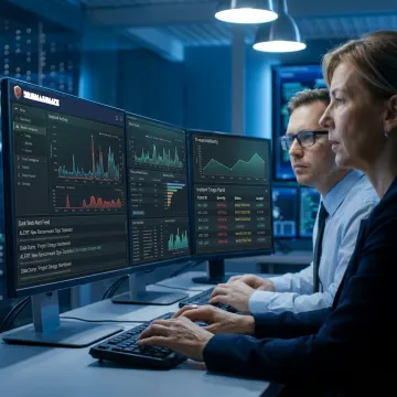 Cybersecurity analysts monitoring threat intelligence dashboards