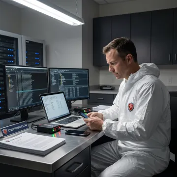 Digital forensic examiner analyzing electronic evidence
