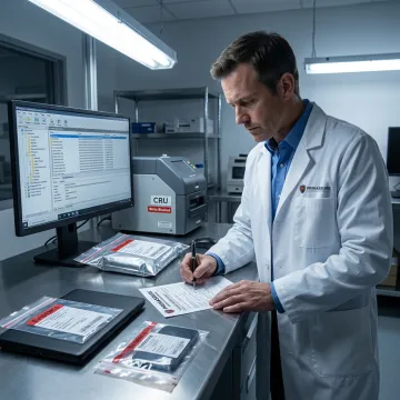 Forensic analyst documenting digital evidence process