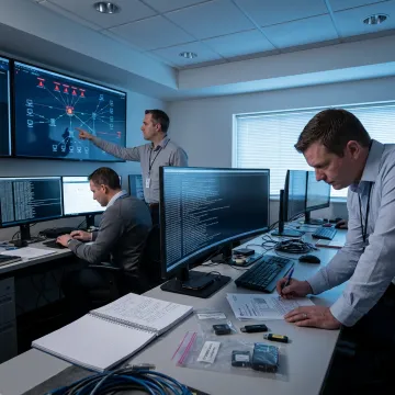 Cybersecurity experts responding to a data breach