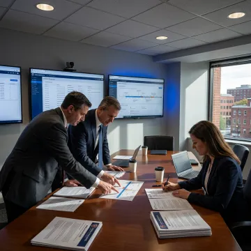Cybersecurity legal team reviewing digital evidence