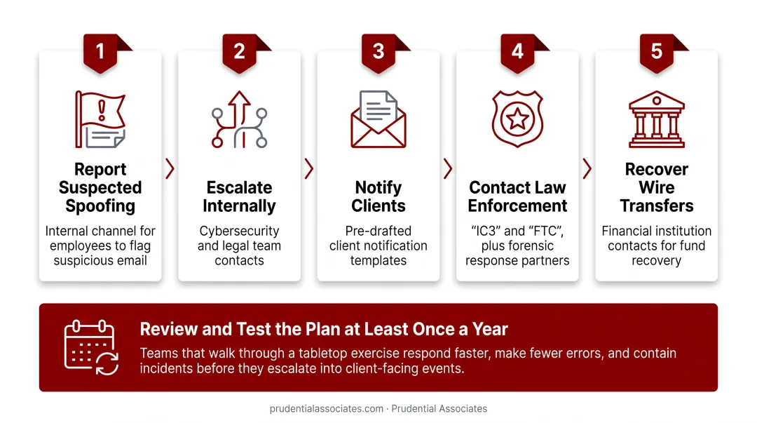 Email fraud incident response plan five key components checklist flowchart