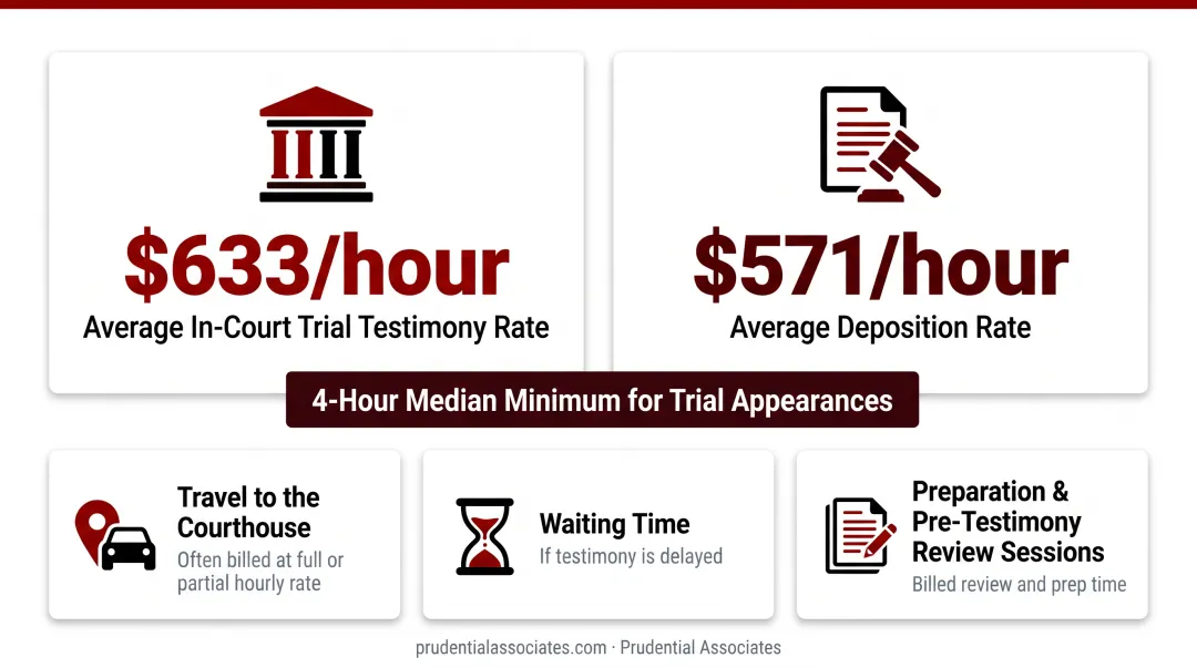 Cell site expert witness total engagement cost breakdown with all fee categories