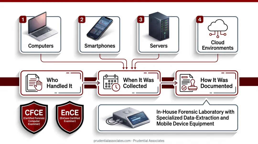 Digital forensic evidence chain of custody documentation process flow diagram