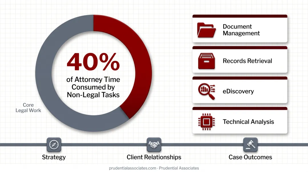 Attorney time allocation breakdown showing billable versus non-billable administrative hours