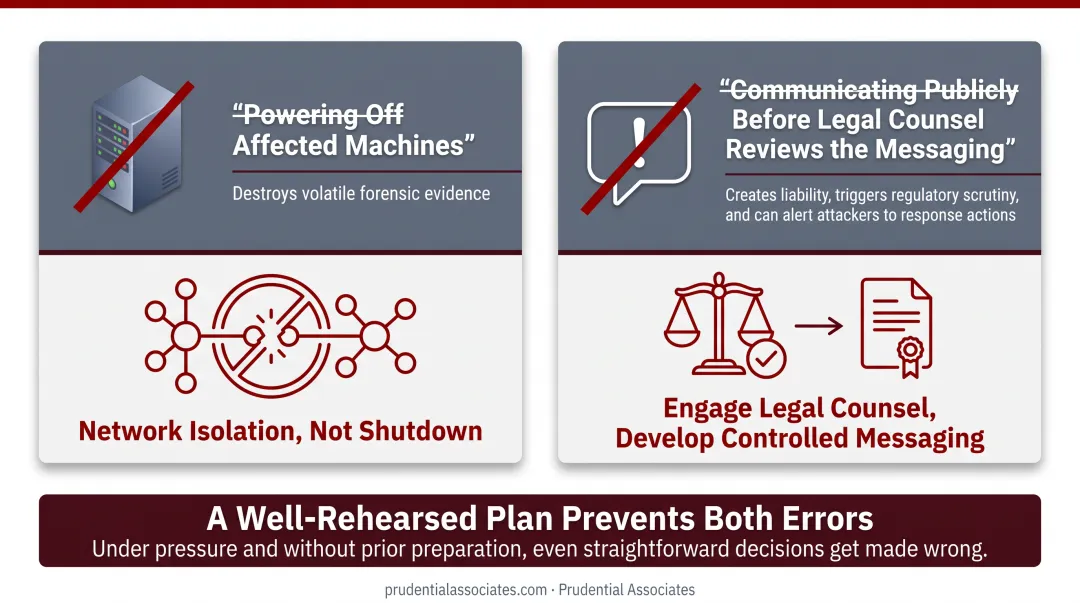 Two critical incident response errors powering off machines and premature public communication