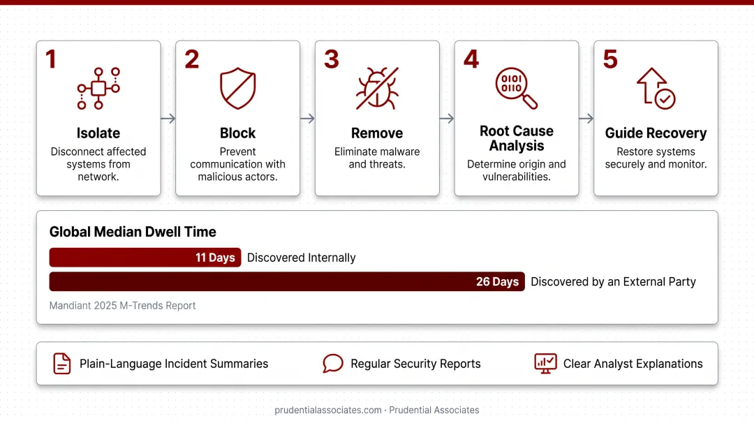 5-step MDR incident response process from isolation to guided system recovery