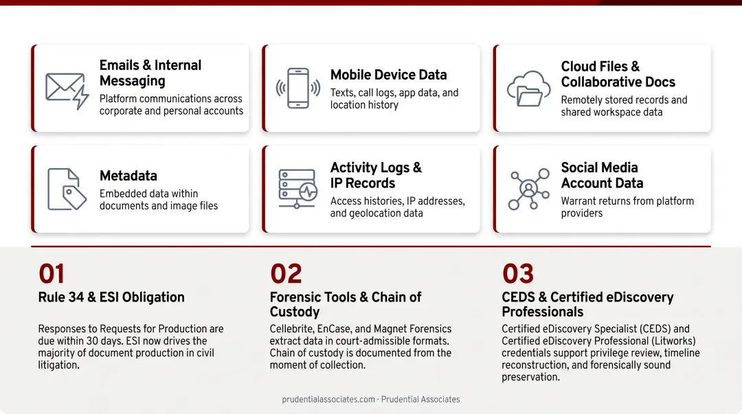Six categories of electronically stored information ESI in civil discovery