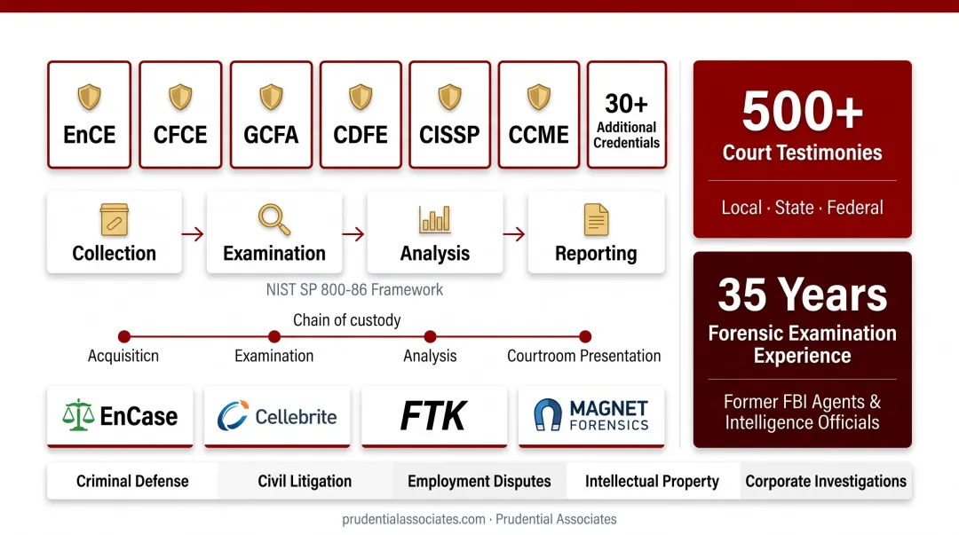 Digital forensics expert certifications and validated tools meeting Daubert court standards