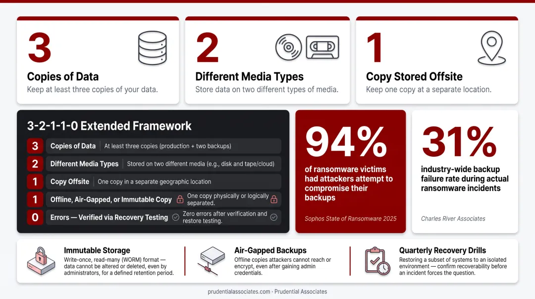 3-2-1-1-0 ransomware backup framework comparison versus standard 3-2-1 backup rule