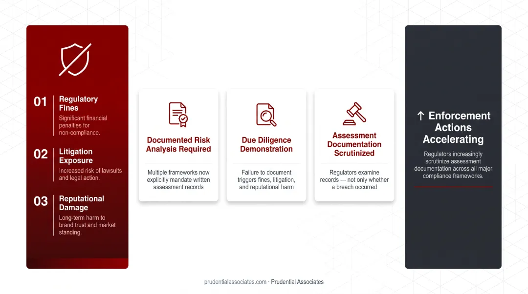 Four major compliance frameworks requiring documented data breach risk assessments