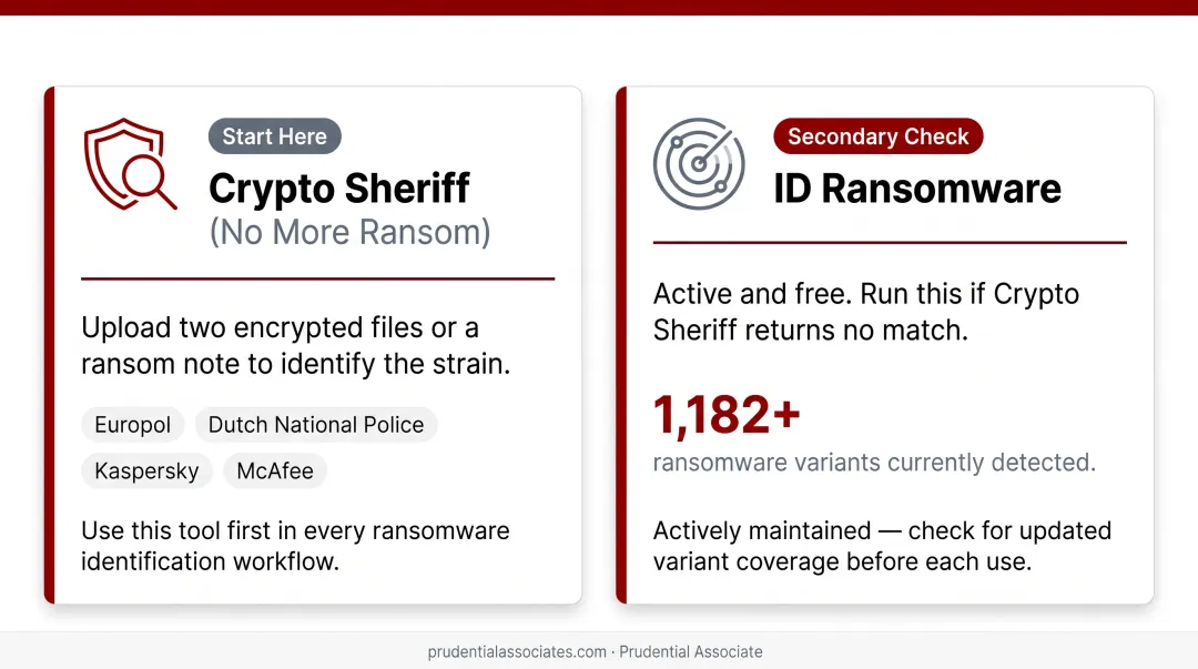 No More Ransom Crypto Sheriff ransomware identification tool interface screenshot