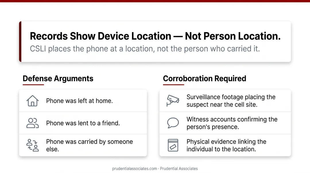 Investigator cross-referencing surveillance footage with cell tower location data evidence
