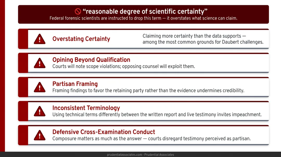 Five critical forensic expert witness testimony pitfalls attorneys should avoid