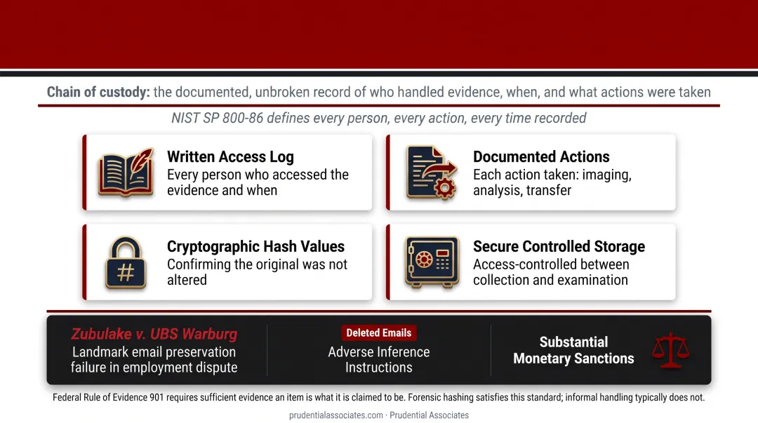 Four chain of custody requirements for legally defensible digital forensic evidence