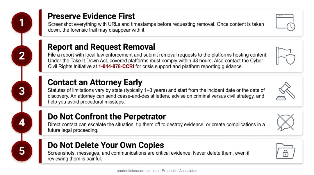Five-step victim action plan for revenge porn cases from evidence to legal counsel