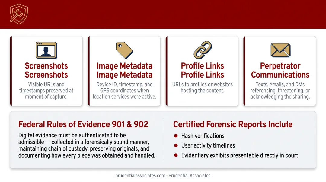 Four-step digital evidence preservation checklist for revenge porn legal cases