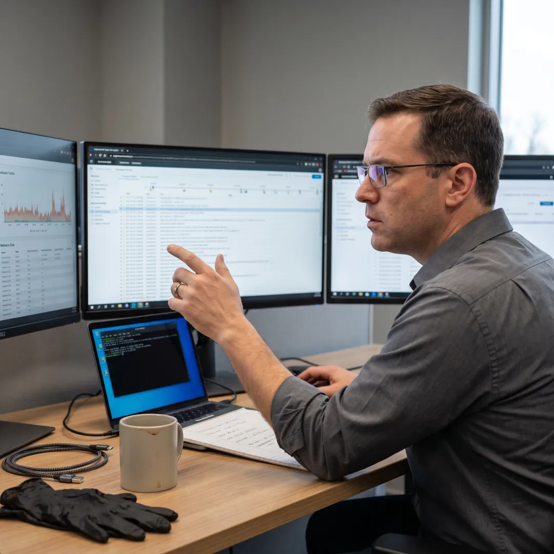 Incident response team analyzing breach timeline