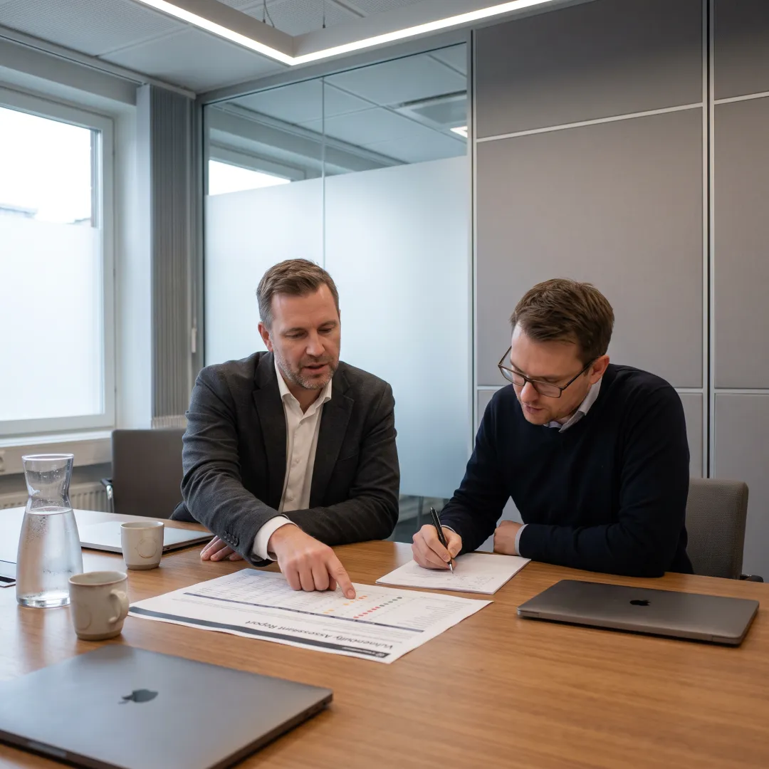 Cybersecurity team analyzing audit findings