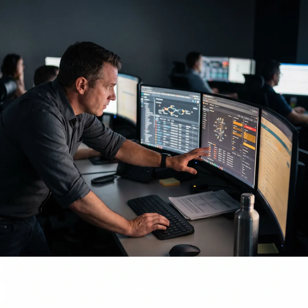Cybersecurity analyst conducting threat hunting
