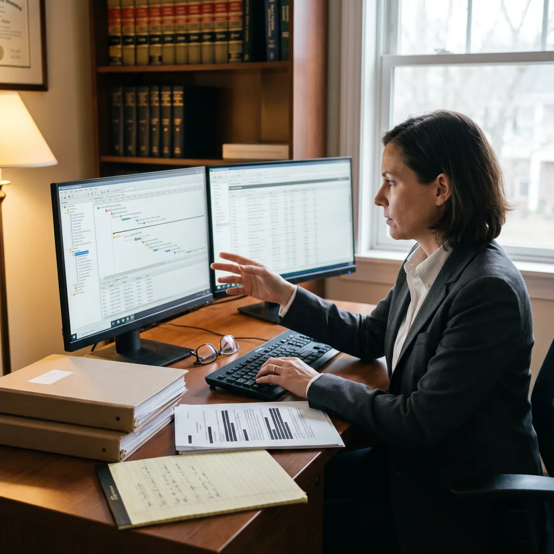 Forensic consultant preparing litigation evidence report