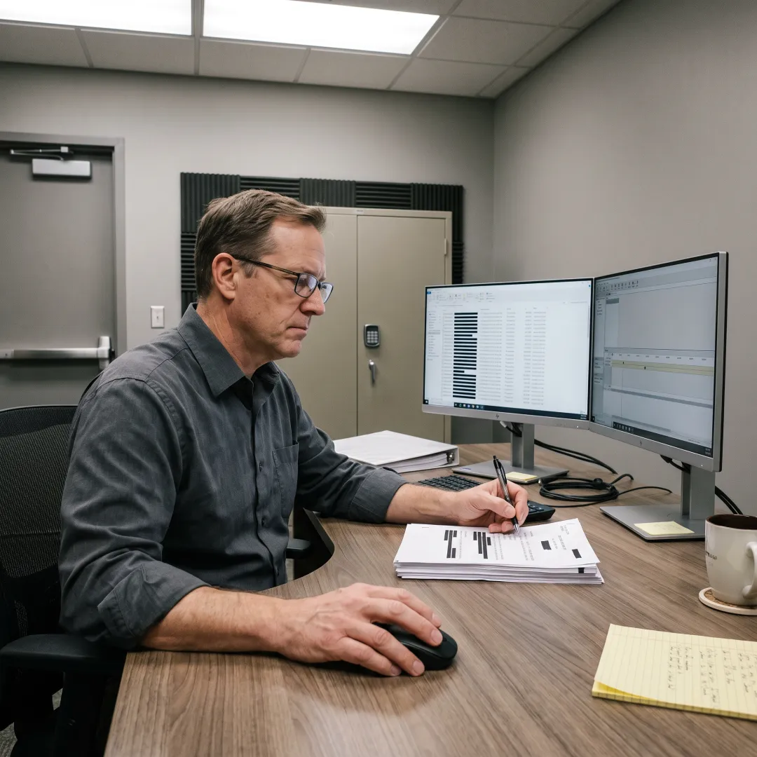 Forensic expert preparing cyber evidence for court