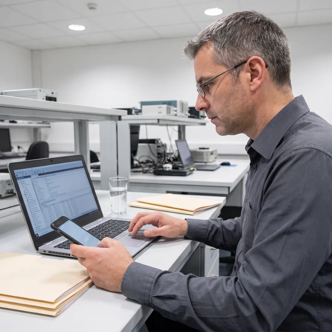 Digital forensic examiner analyzing computer evidence