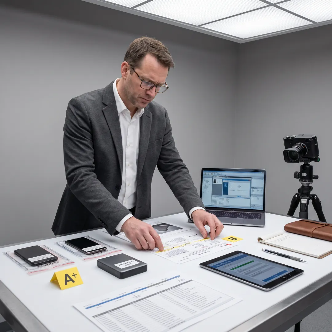 Corporate investigation process with forensic evidence review