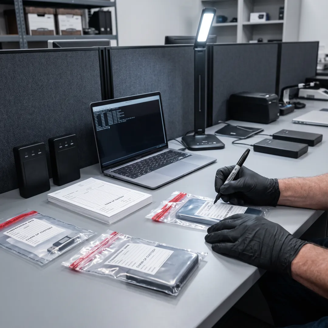 Forensic examiner documenting recovered digital evidence